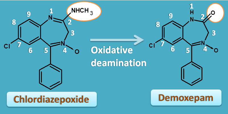 conversion of chlordiazepoxide to demoxepam
