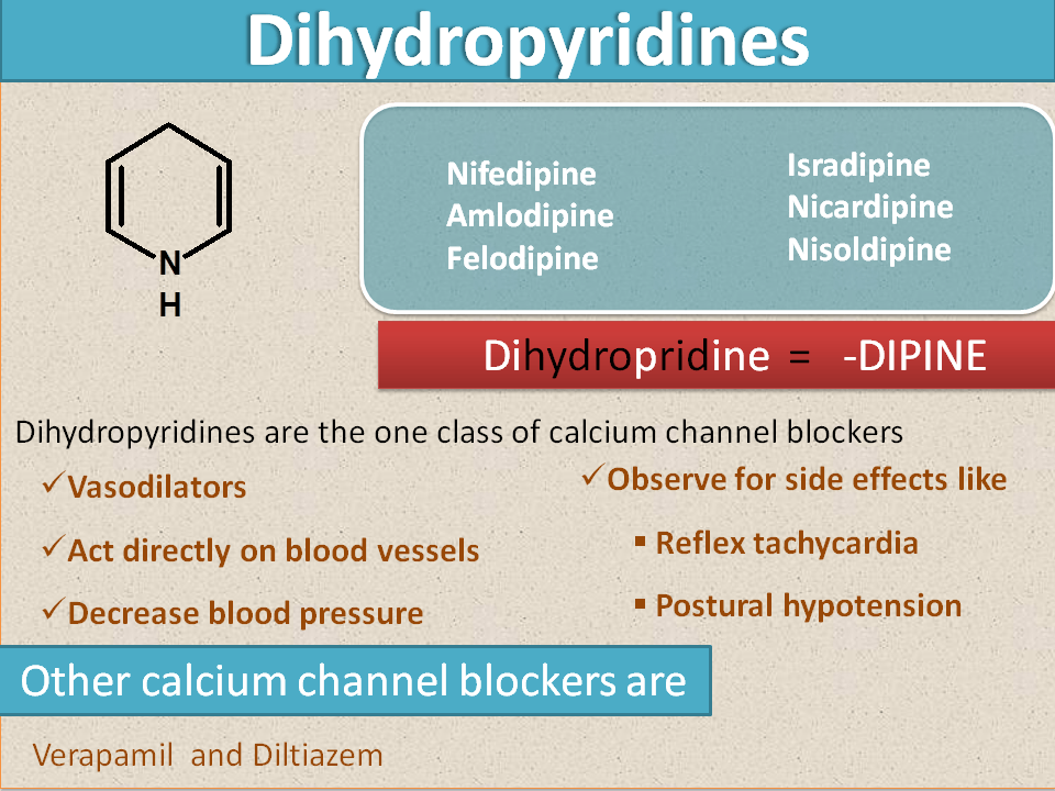 Suffixes of dihydropyridines