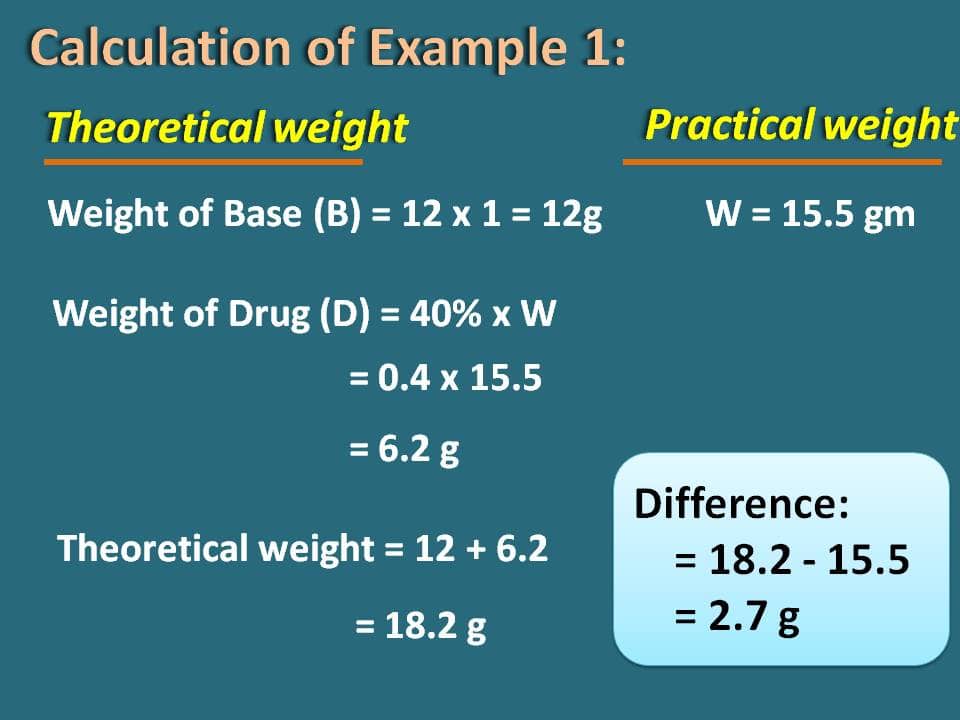 difference in weights example 2